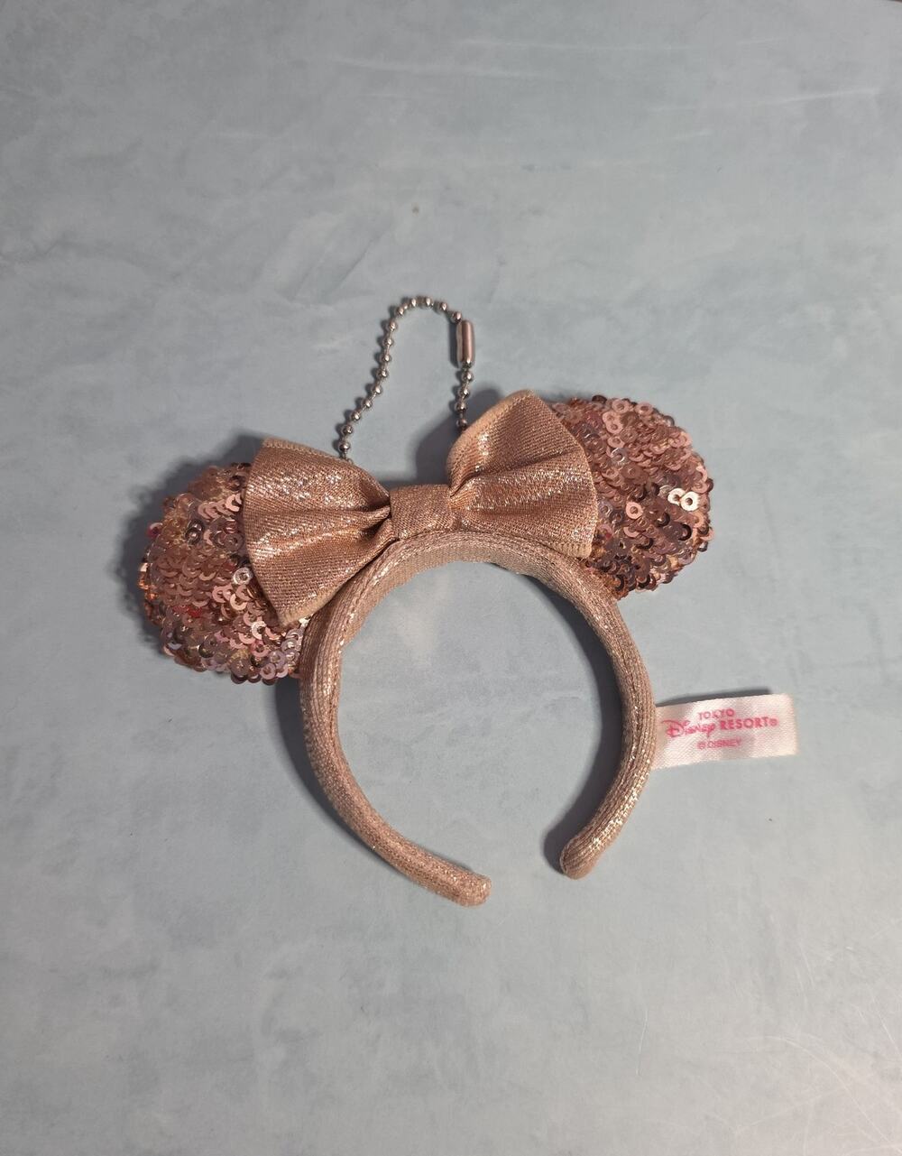 Tokyo Disney Resort - Rose Gold Sequin Headband Mini Keychain Charm